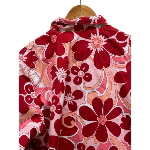 Vintage Catalina Groovy Flower Windbreaker Jacket Pink Red Large Retro - Picture 8 of 8